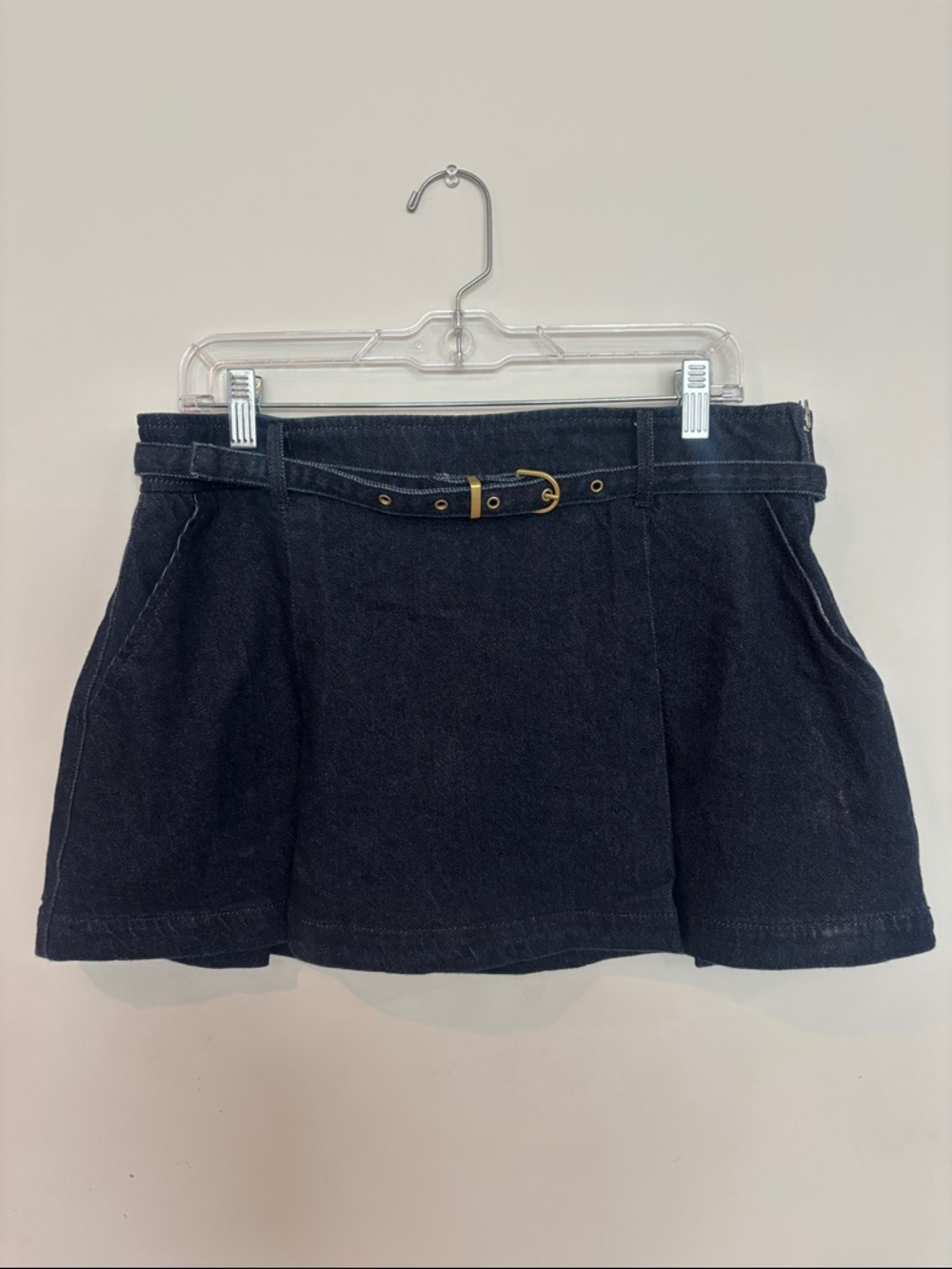 American Eagle Dark Wash Denim Mini Skort with Belt